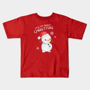 Cute Snowman Its My First Christmas Kids Gift Kids T-Shirt